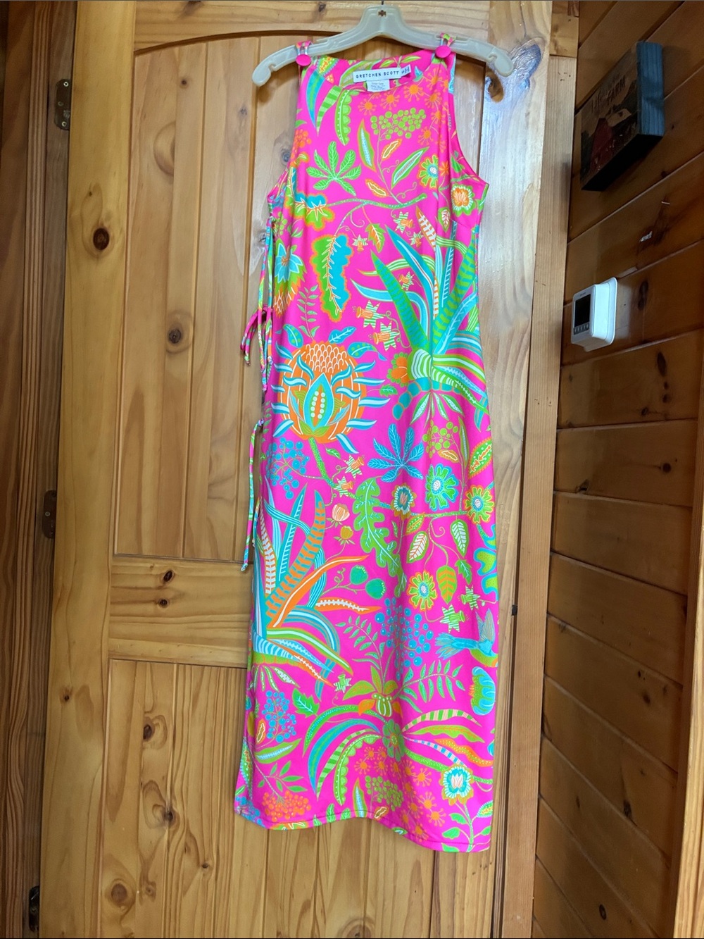 Gretchen tie side stretch tropical print midi/maxi